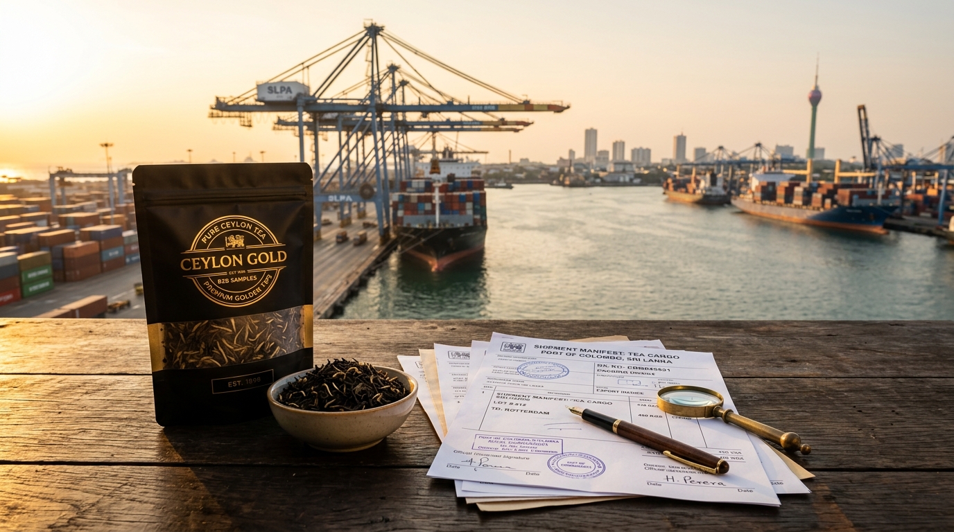 Buying Terms Made Simple: FOB, CIF, and CFR for Tea Importers | 100% Pure Ceylon Tea Authentic Ceylon Tea editorial photography: Buying Terms Made Simple: FOB, CIF, and CFR for Tea Importers showcasing Export Trade, single-origin terroir, and hand-picked orthodox leaf quality