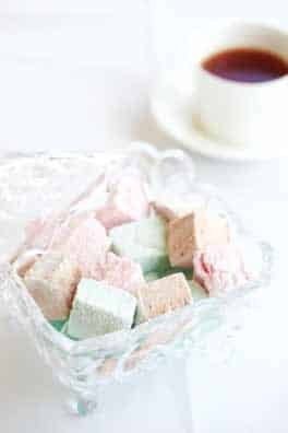 Green and pink color marshmallow