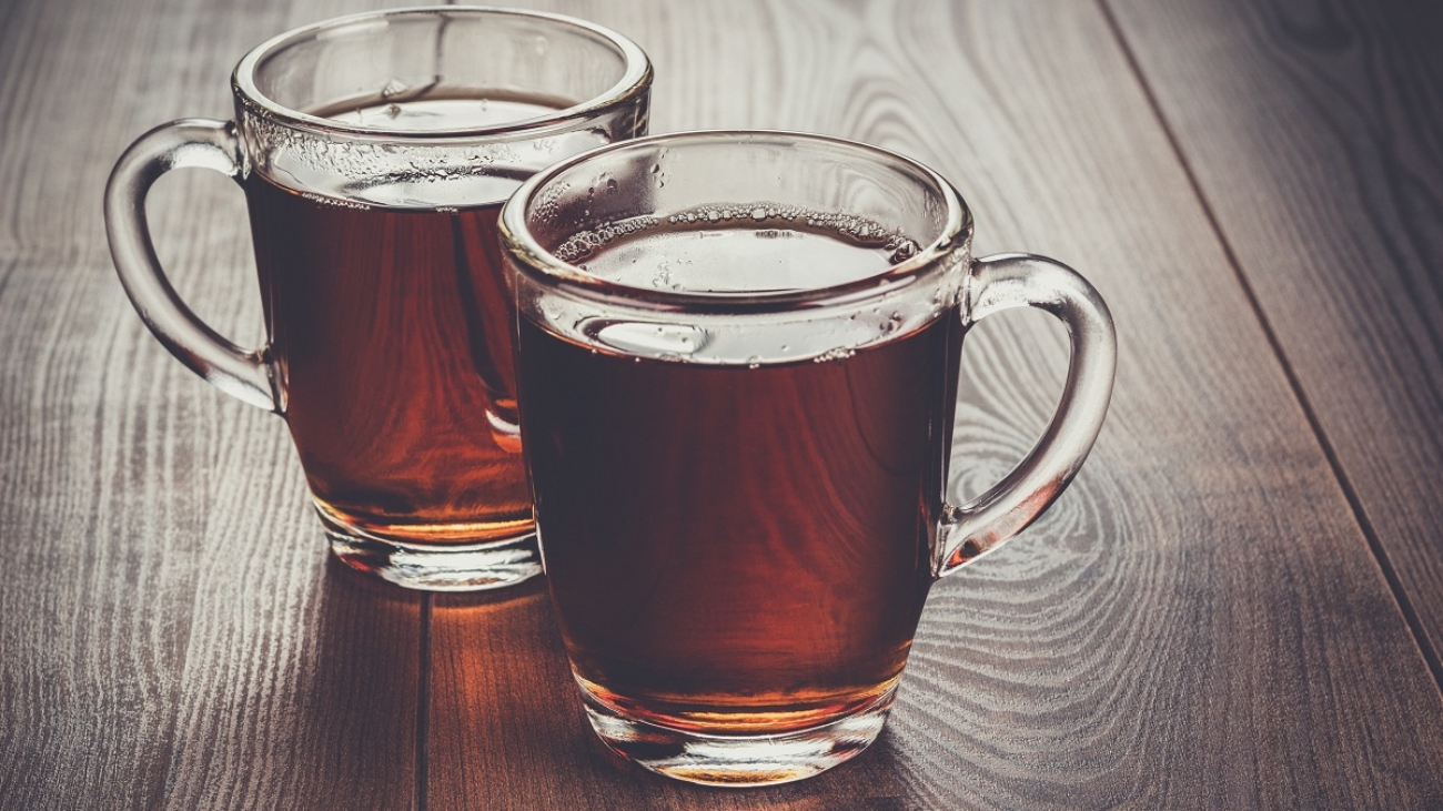 cups of tea on the wooden table